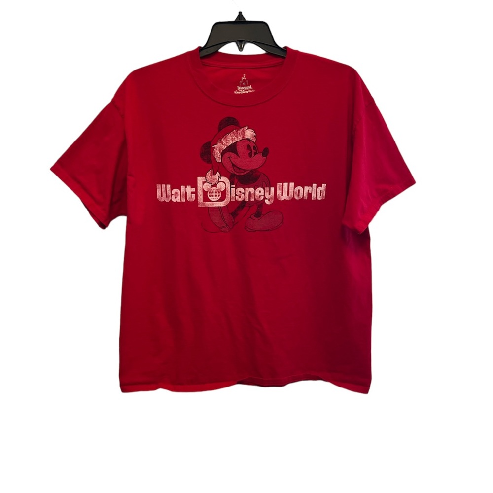 Christmas Mickey Mouse Walt Disney World Red T Shirt XL